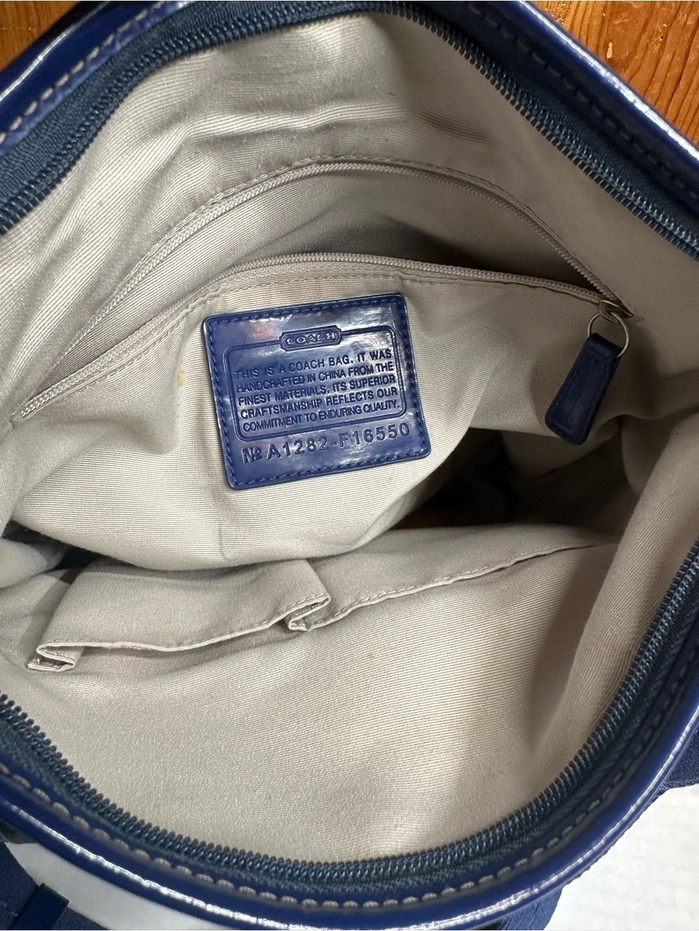 Coach Navy Signature Nylon Crossbody Bag - Picture 9 of 16